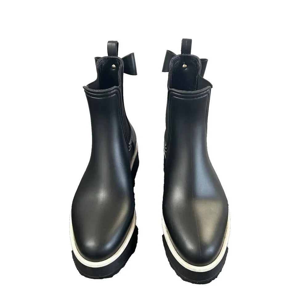 Kate Spade New York Malcolm Rain Boots Womens Booties Black Platform Size US 8 M